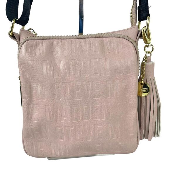 Steve Madden Bglamm Logo Embossed Blush Pink Crossbody Shoulder Bag tassel - Picture 11 of 16